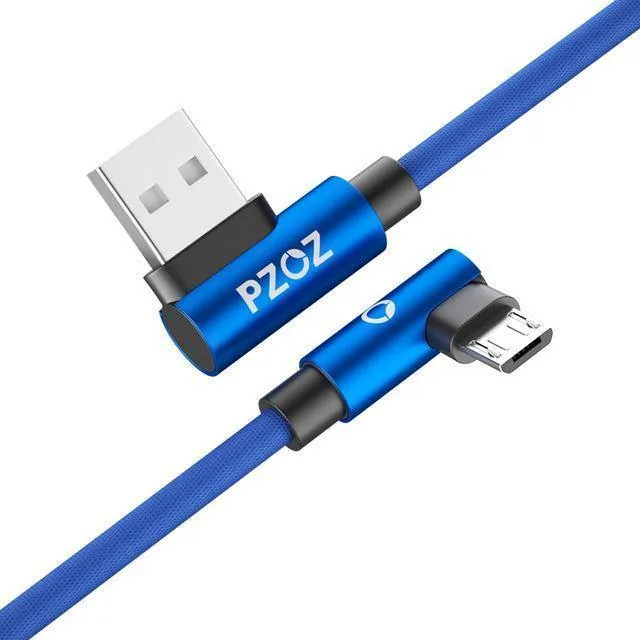 PZOZ 2M Micro USB-Kabel 90 Grad L-Typ Kabel MicroUSB Android Schnellladedatenadapter für Samsung Xiaomi Telefonladekabel