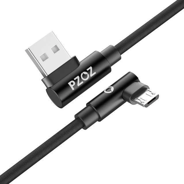 PZOZ 2M Micro USB-Kabel 90 Grad L-Typ Kabel MicroUSB Android Schnellladedatenadapter für Samsung Xiaomi Telefonladekabel