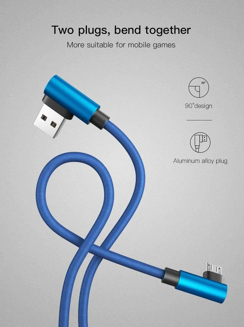 PZOZ 2M Micro USB-Kabel 90 Grad L-Typ Kabel MicroUSB Android Schnellladedatenadapter für Samsung Xiaomi Telefonladekabel
