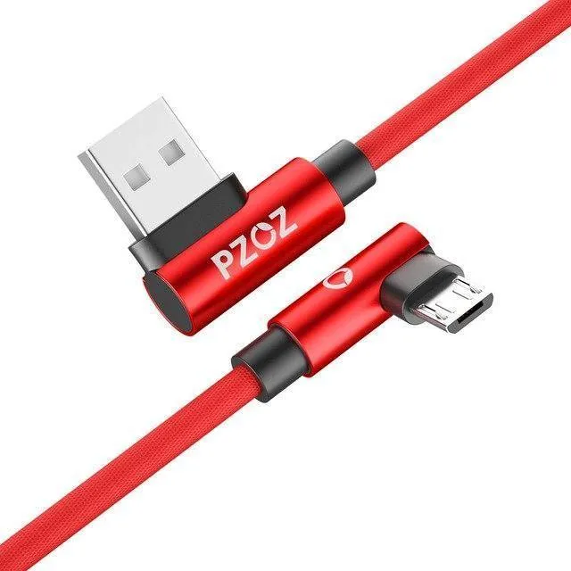 PZOZ 2M Micro USB-Kabel 90 Grad L-Typ Kabel MicroUSB Android Schnellladedatenadapter für Samsung Xiaomi Telefonladekabel