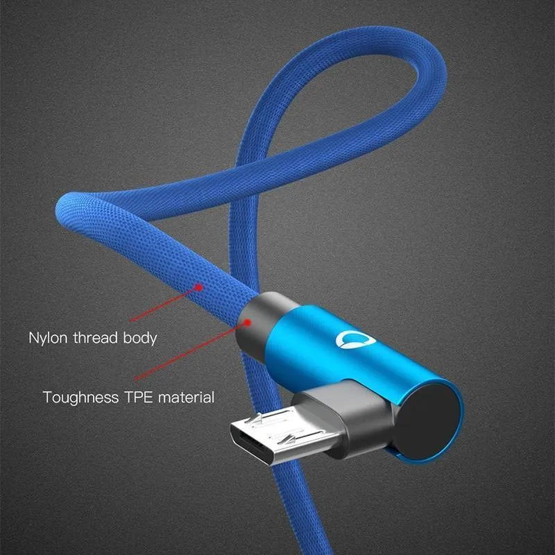 PZOZ 2M Micro USB-Kabel 90 Grad L-Typ Kabel MicroUSB Android Schnellladedatenadapter für Samsung Xiaomi Telefonladekabel