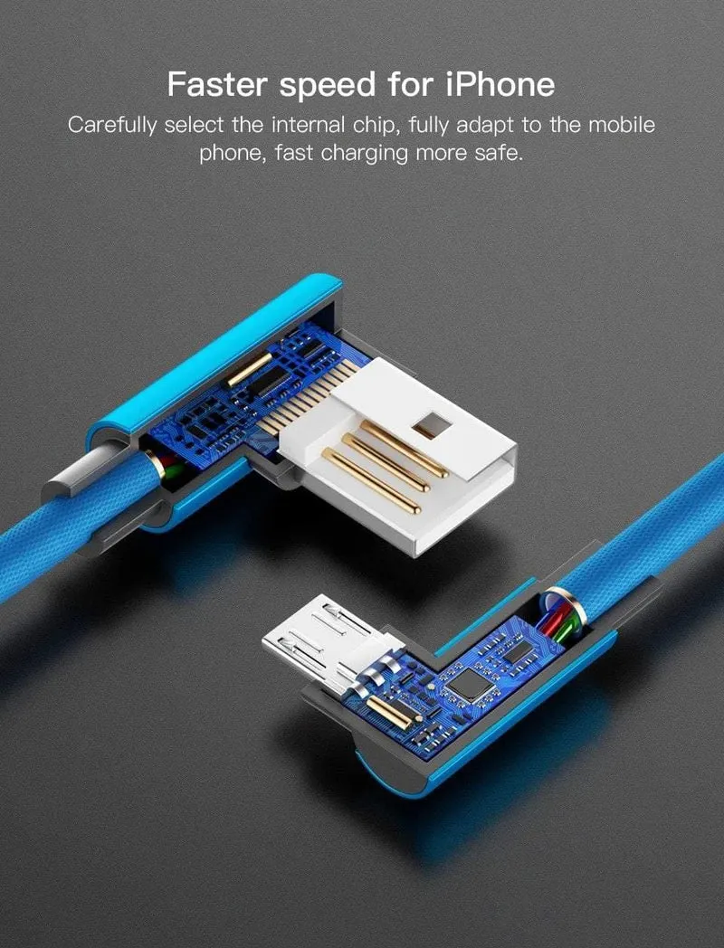 PZOZ 2M Micro USB-Kabel 90 Grad L-Typ Kabel MicroUSB Android Schnellladedatenadapter für Samsung Xiaomi Telefonladekabel