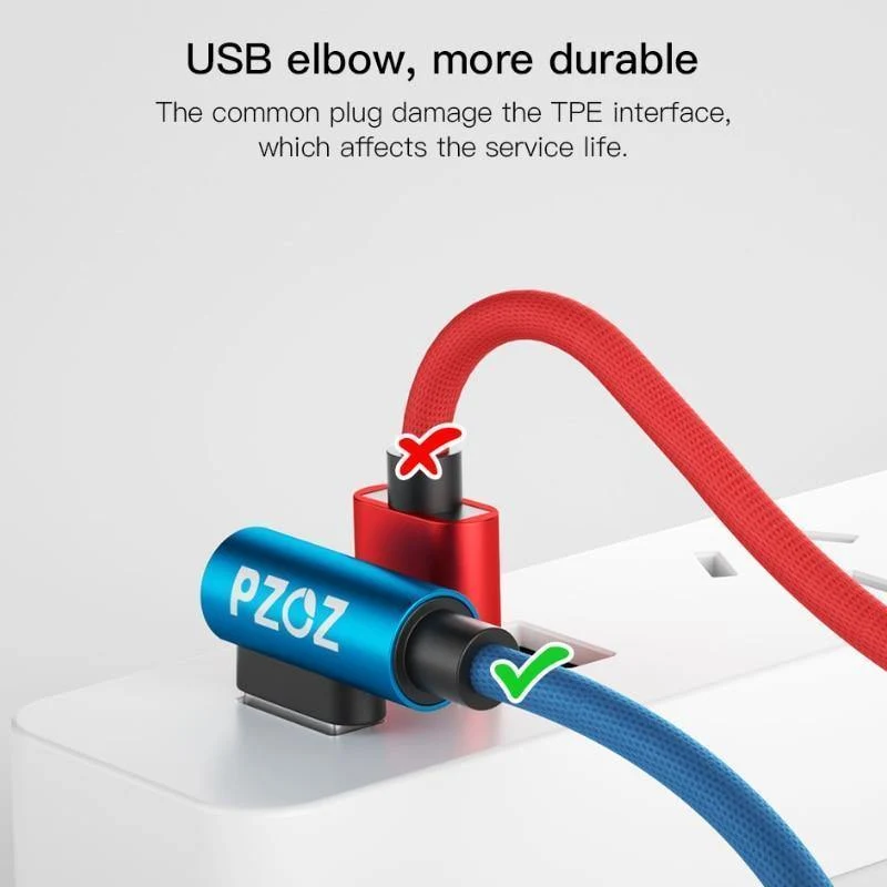 PZOZ 90-Grad-USB-Kabel für iPhone Xs max 8 7 6 Plus 6S 5 5S SE iPad 2 mini Schnellladekabel Handy-Ladekabel Daten