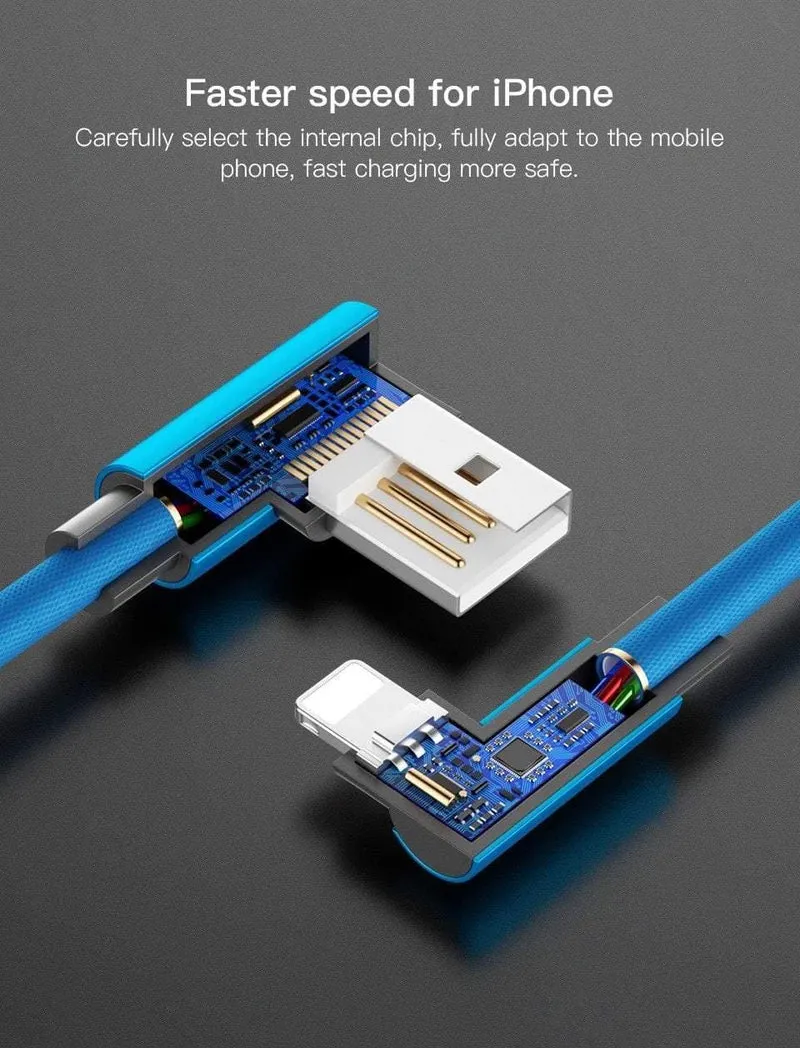PZOZ 90-Grad-USB-Kabel für iPhone Xs max 8 7 6 Plus 6S 5 5S SE iPad 2 mini Schnellladekabel Handy-Ladekabel Daten