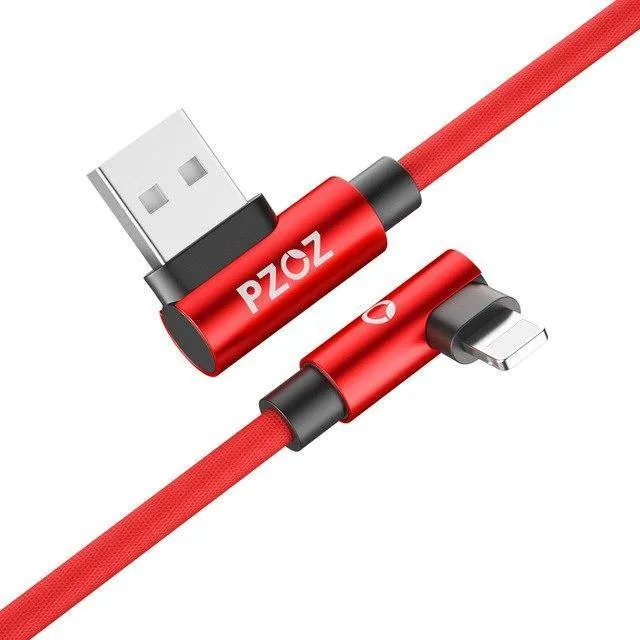 PZOZ 90-Grad-USB-Kabel für iPhone Xs max 8 7 6 Plus 6S 5 5S SE iPad 2 mini Schnellladekabel Handy-Ladekabel Daten