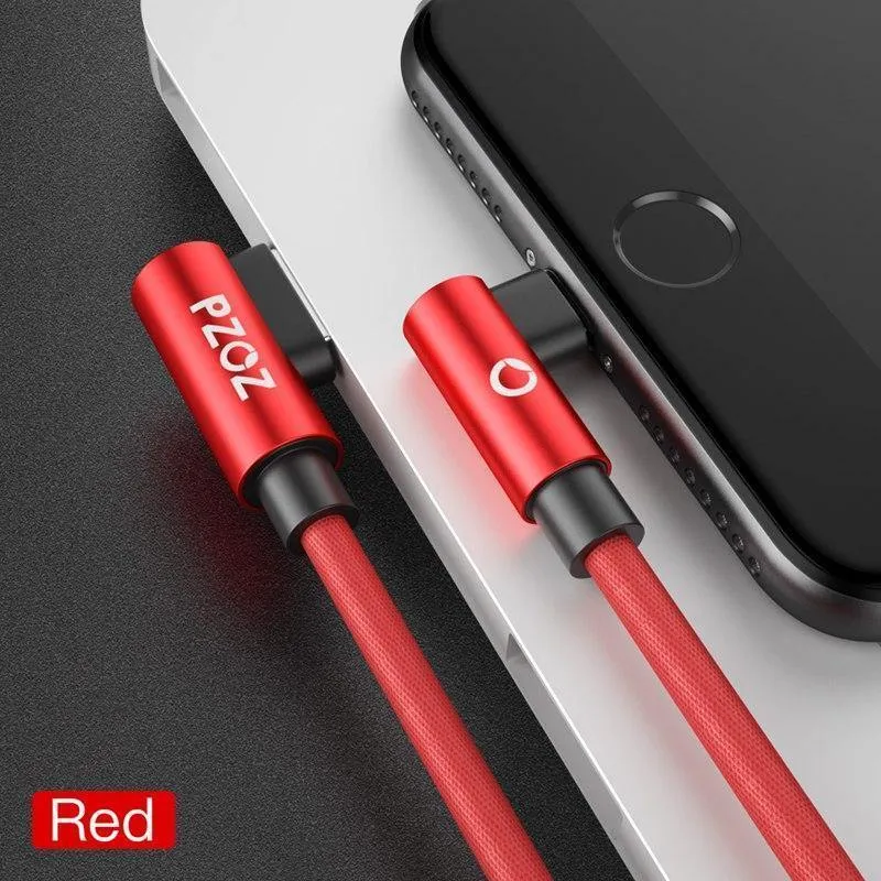 PZOZ 90-Grad-USB-Kabel für iPhone Xs max 8 7 6 Plus 6S 5 5S SE iPad 2 mini Schnellladekabel Handy-Ladekabel Daten