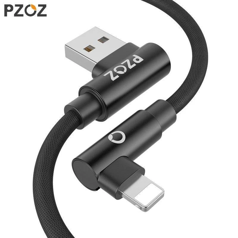 PZOZ 90-Grad-USB-Kabel für iPhone Xs max 8 7 6 Plus 6S 5 5S SE iPad 2 mini Schnellladekabel Handy-Ladekabel Daten