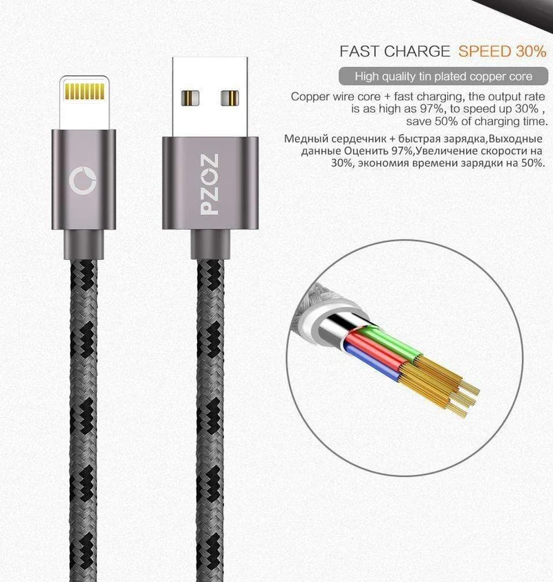 PZOZ Lightning-Kabel USB-Kabel Schnellladegerät MFI-Kabel für i6 iPhone X 8 7 6 6s Plus iPhone 5s 5se iPad Air Handykabel