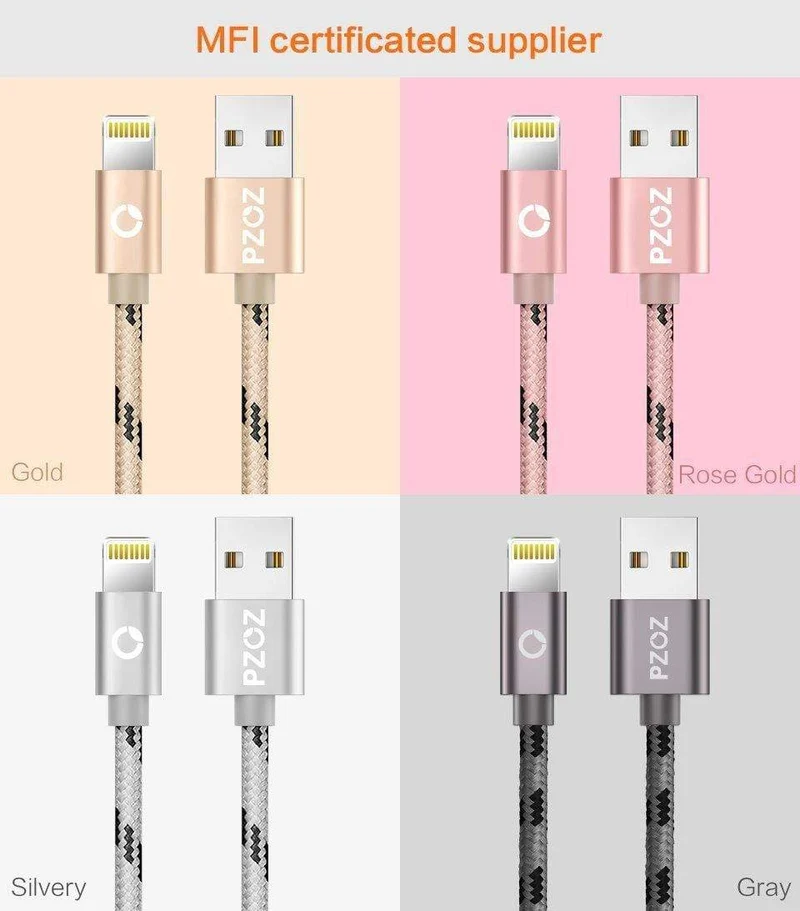 PZOZ Lightning-Kabel USB-Kabel Schnellladegerät MFI-Kabel für i6 iPhone X 8 7 6 6s Plus iPhone 5s 5se iPad Air Handykabel