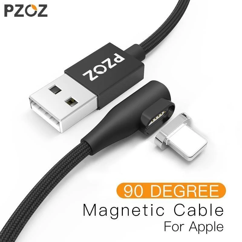 PZOZ 90-Grad-Magnetkabel für iPad 2018 iPhone Xs Max X 6 6S 7 8 Plus 5 5S SE Schnellladekabel Ladegerät Adapter Telefonkabel