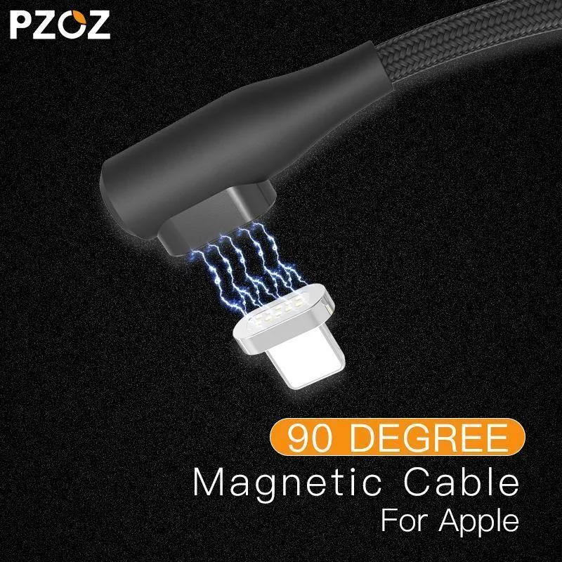 PZOZ 90-Grad-Magnetkabel für iPad 2018 iPhone Xs Max X 6 6S 7 8 Plus 5 5S SE Schnellladekabel Ladegerät Adapter Telefonkabel