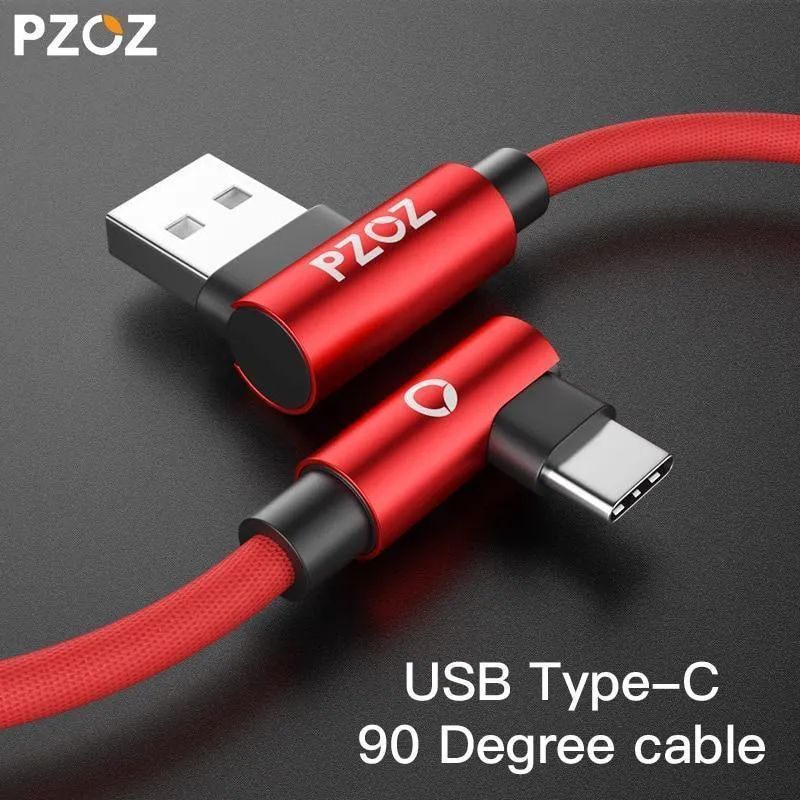 PZOZ 90 Grad USB Typ C Kabel Schnellladedaten Typ C Telefon Ladekabel für Samsung Galaxy Note 8 9 S9 Huawei Mate 20 Pro
