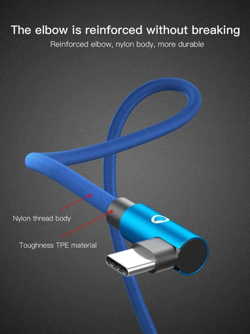 PZOZ 90 Grad USB Typ C Kabel Schnellladedaten Typ C Telefon Ladekabel für Samsung Galaxy Note 8 9 S9 Huawei Mate 20 Pro