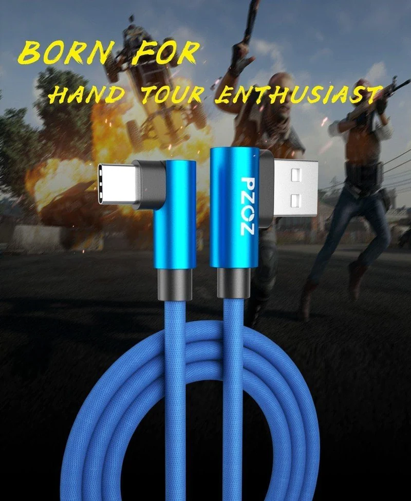 PZOZ 90 Grad USB Typ C Kabel Schnellladedaten Typ C Telefon Ladekabel für Samsung Galaxy Note 8 9 S9 Huawei Mate 20 Pro