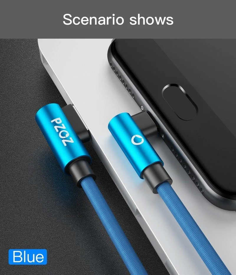PZOZ 90 Grad USB Typ C Kabel Schnellladedaten Typ C Telefon Ladekabel für Samsung Galaxy Note 8 9 S9 Huawei Mate 20 Pro