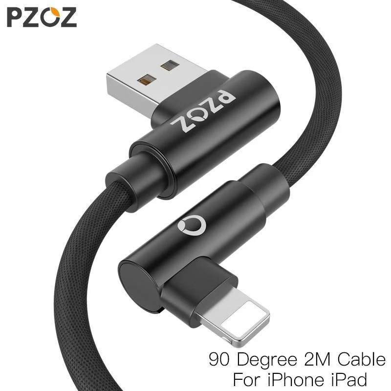 PZOZ 2M Für iPhone XS MAX Xr X 7 6 USB-Kabel 90 Grad Schnellladekabel 8-poliges Kabel Handy-Daten-Ladeadapterkabel