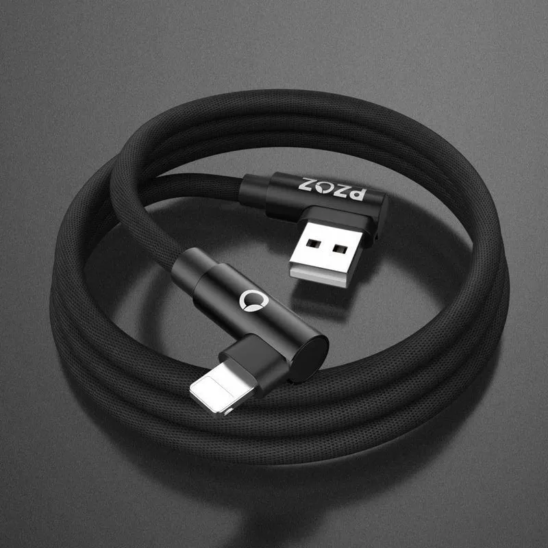 PZOZ 2M Für iPhone XS MAX Xr X 7 6 USB-Kabel 90 Grad Schnellladekabel 8-poliges Kabel Handy-Daten-Ladeadapterkabel