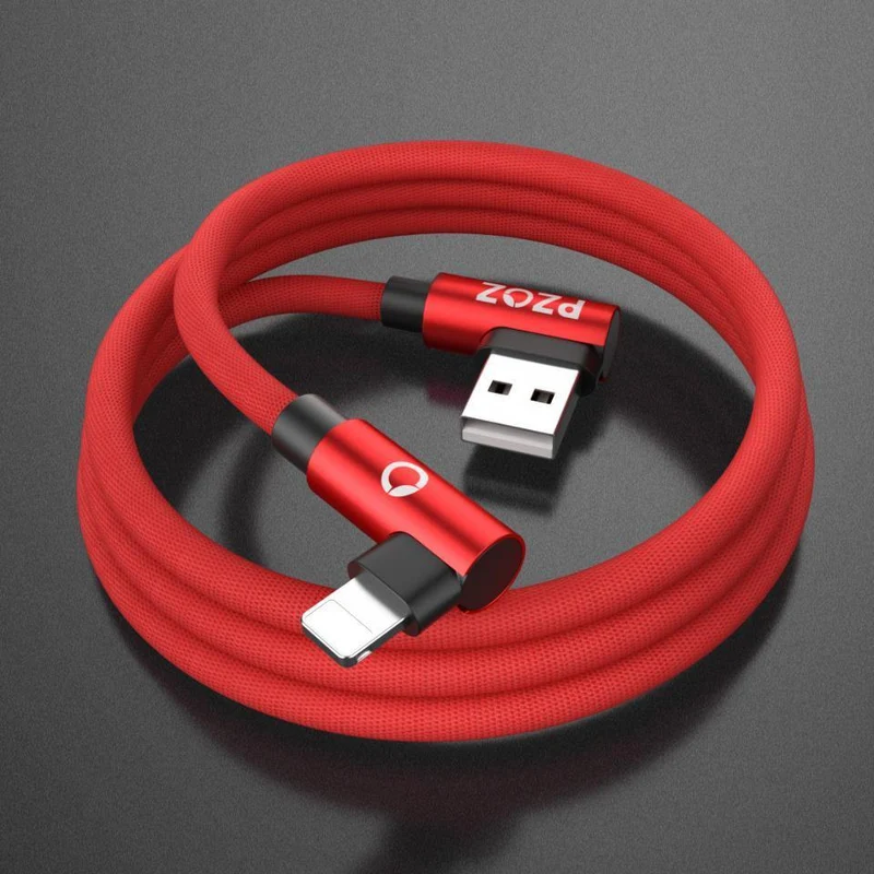 PZOZ 2M Für iPhone XS MAX Xr X 7 6 USB-Kabel 90 Grad Schnellladekabel 8-poliges Kabel Handy-Daten-Ladeadapterkabel