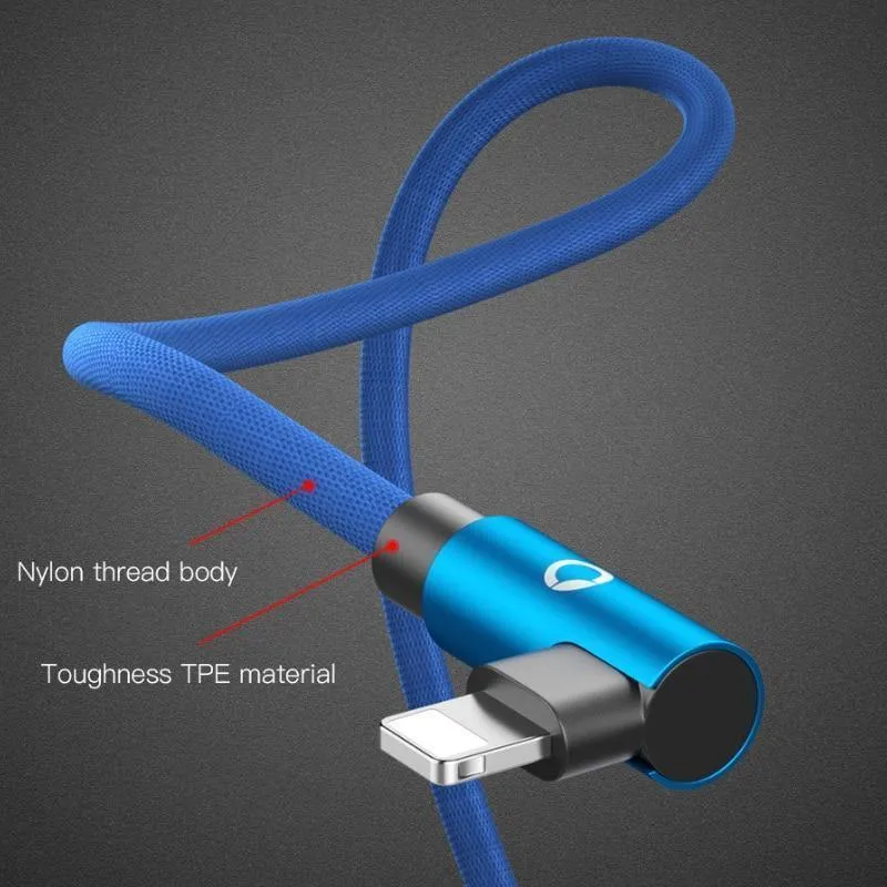 PZOZ 2M Für iPhone XS MAX Xr X 7 6 USB-Kabel 90 Grad Schnellladekabel 8-poliges Kabel Handy-Daten-Ladeadapterkabel