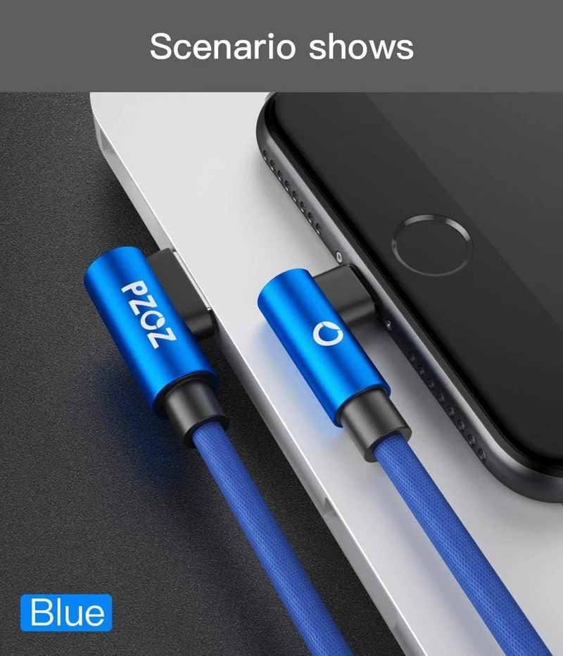 PZOZ 2M Für iPhone XS MAX Xr X 7 6 USB-Kabel 90 Grad Schnellladekabel 8-poliges Kabel Handy-Daten-Ladeadapterkabel