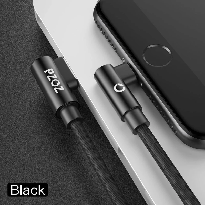 PZOZ 2M Für iPhone XS MAX Xr X 7 6 USB-Kabel 90 Grad Schnellladekabel 8-poliges Kabel Handy-Daten-Ladeadapterkabel