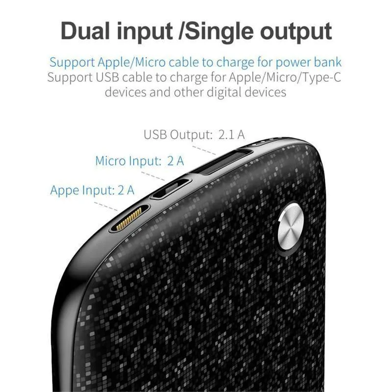 Baseus 10000mAh USB Power Bank 15mm Ultra Slim Powerbank Tragbares externes Batterieladegerät für iPhone Handy Poverbank