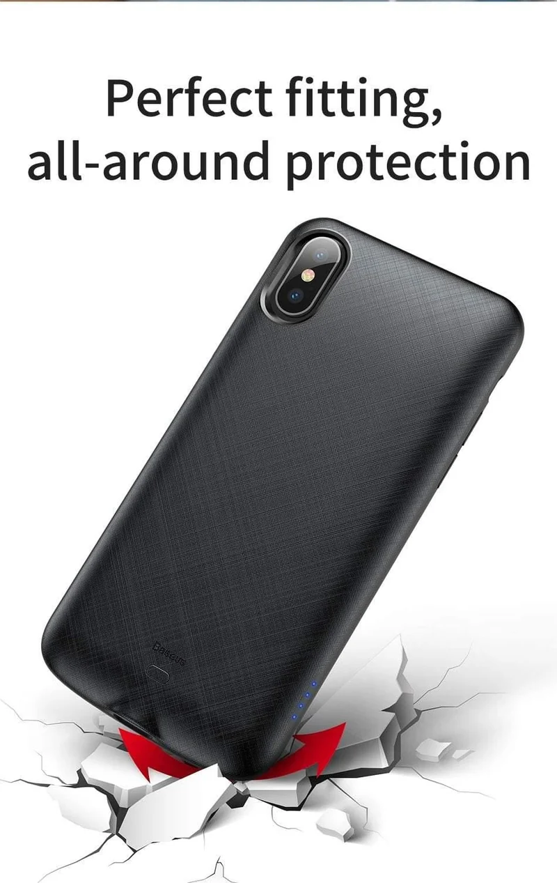 Baseus 4000mAh Akkuhülle für iPhone XS X Power Bank Ladehülle Externe Akkuladehülle für iPhone Xs XS Rückseite