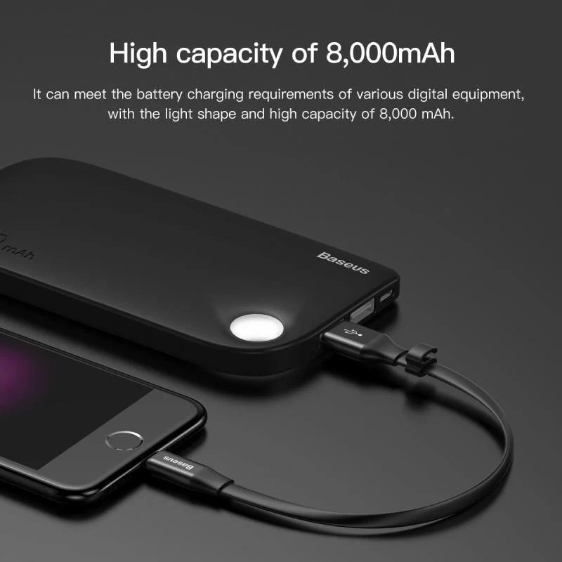 Baseus Dual USB Power Bank 8000mAh Poverbank Tragbares externes Batterieladegerät für Samsung iPhone Xiaomi Powerbank