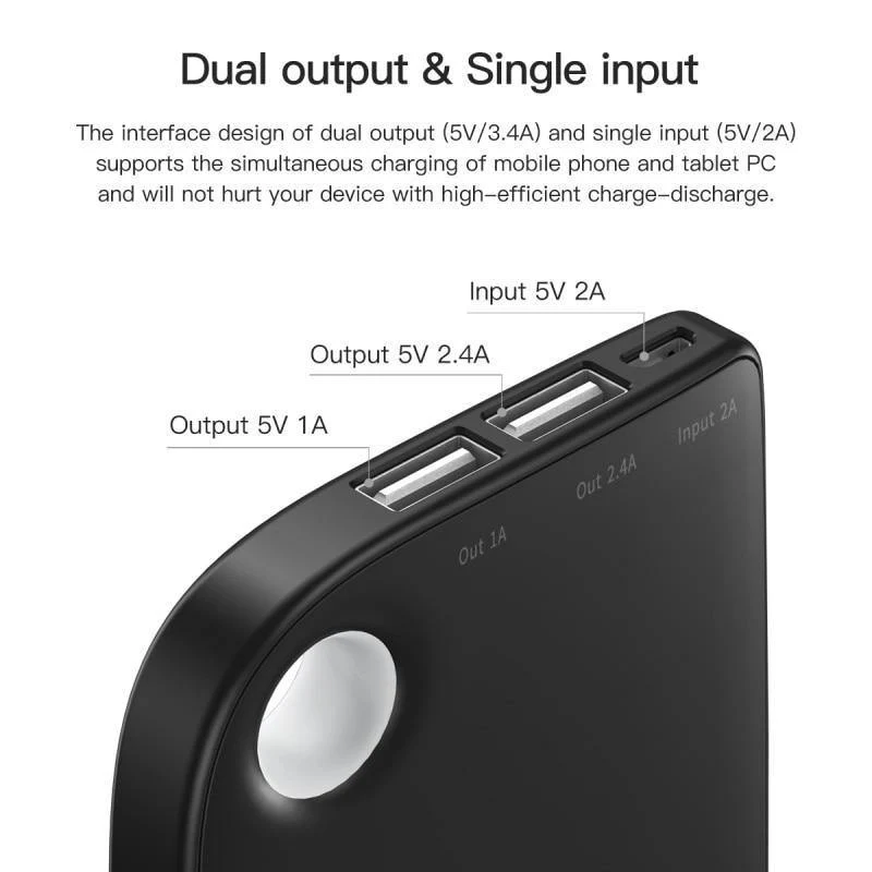 Baseus Dual USB Power Bank 8000mAh Poverbank Tragbares externes Batterieladegerät für Samsung iPhone Xiaomi Powerbank
