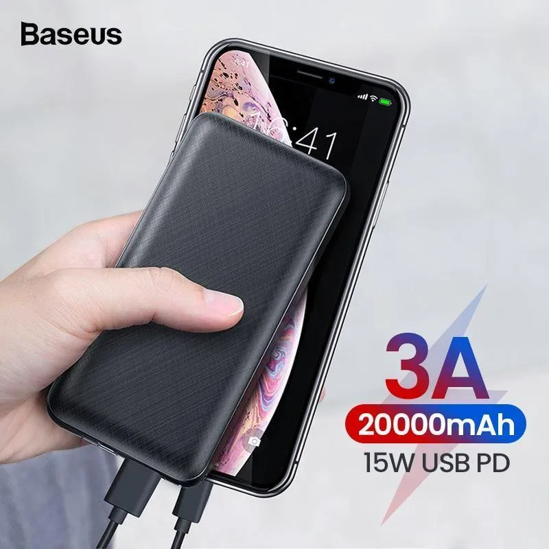 Baseus 20000 mAh Power Bank Für iPhone Huawei Xiaomi mi 20000 mAh USB C PD Aufladen Powerbank Externe Batterie Ladegerät PoverBank