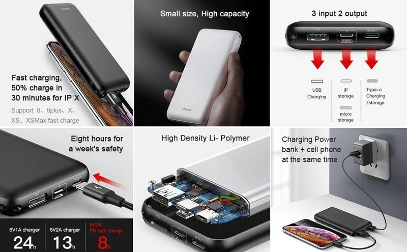 Baseus 20000 mAh Power Bank Für iPhone Huawei Xiaomi mi 20000 mAh USB C PD Aufladen Powerbank Externe Batterie Ladegerät PoverBank