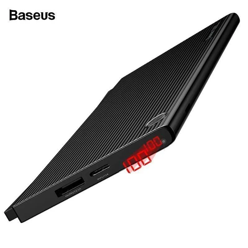 Baseus Tragbare 10000mAh Power Bank Dual USB LCD Powerbank Schlankes externes Batterieladegerät für iPhone X 8 7 Mobiltelefon Poverbank