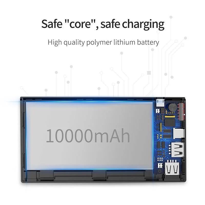 Baseus Tragbare 10000mAh Power Bank Dual USB LCD Powerbank Schlankes externes Batterieladegerät für iPhone X 8 7 Mobiltelefon Poverbank
