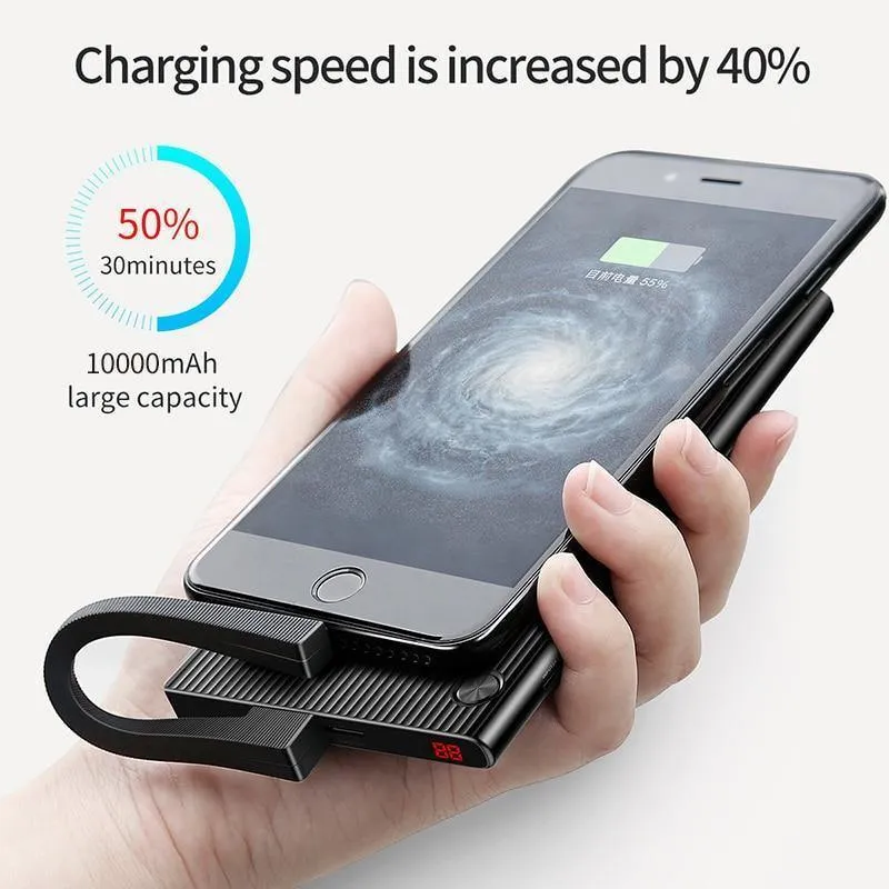 Baseus Tragbare 10000mAh Power Bank Dual USB LCD Powerbank Schlankes externes Batterieladegerät für iPhone X 8 7 Mobiltelefon Poverbank