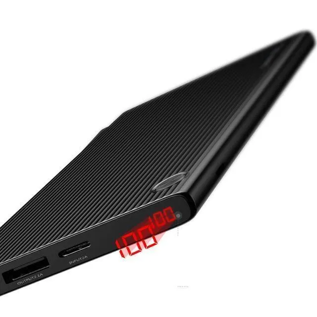 Baseus Tragbare 10000mAh Power Bank Dual USB LCD Powerbank Schlankes externes Batterieladegerät für iPhone X 8 7 Mobiltelefon Poverbank