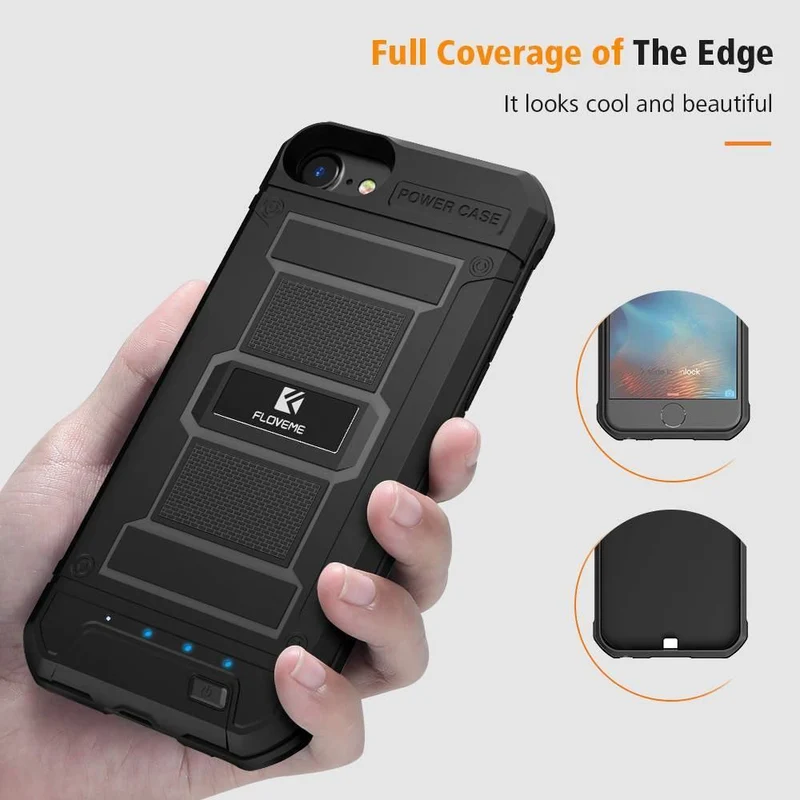 FLOVEME 4200mAh Batterieladegerätegehäuse für iPhone 8 7 6s Plus Externe 3000mAh-Rüstungsbatterie-Telefonhülle für iPhone 7 6 Power Bank