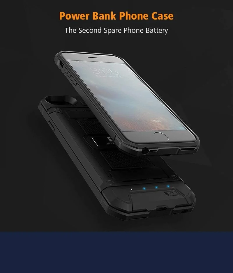FLOVEME 4200mAh Batterieladegerätegehäuse für iPhone 8 7 6s Plus Externe 3000mAh-Rüstungsbatterie-Telefonhülle für iPhone 7 6 Power Bank