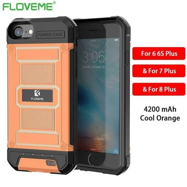 FLOVEME 4200mAh Batterieladegerätegehäuse für iPhone 8 7 6s Plus Externe 3000mAh-Rüstungsbatterie-Telefonhülle für iPhone 7 6 Power Bank