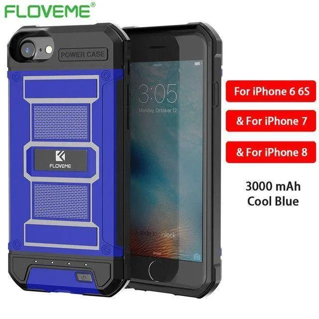 FLOVEME 4200mAh Batterieladegerätegehäuse für iPhone 8 7 6s Plus Externe 3000mAh-Rüstungsbatterie-Telefonhülle für iPhone 7 6 Power Bank