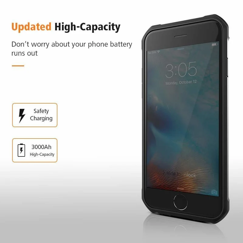 FLOVEME 4200mAh Batterieladegerätegehäuse für iPhone 8 7 6s Plus Externe 3000mAh-Rüstungsbatterie-Telefonhülle für iPhone 7 6 Power Bank