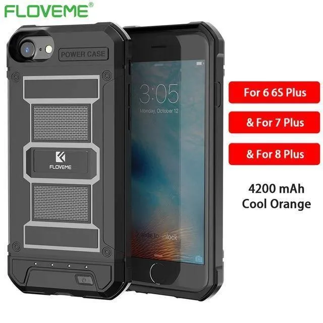 FLOVEME 4200mAh Batterieladegerätegehäuse für iPhone 8 7 6s Plus Externe 3000mAh-Rüstungsbatterie-Telefonhülle für iPhone 7 6 Power Bank