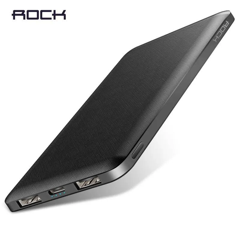 ROCK Slim Powerbank 10000 mAh Tragbar Lade Ultraflaches Powerbank-Backup-Pack für externe Akkus für das iPhone poverbank 10000mah