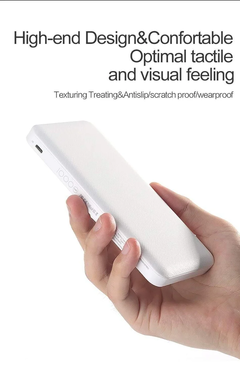 ROCK Slim Powerbank 10000 mAh Tragbar Lade Ultraflaches Powerbank-Backup-Pack für externe Akkus für das iPhone poverbank 10000mah