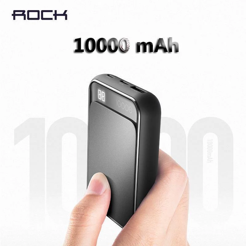 ROCK Led mi ni Power Bank 10000 mAh Tragbarer externer Akku Dünne Poverbank Für iPhone X 8 7 6 Samsung S8 S9 Xiaomi mi power bank