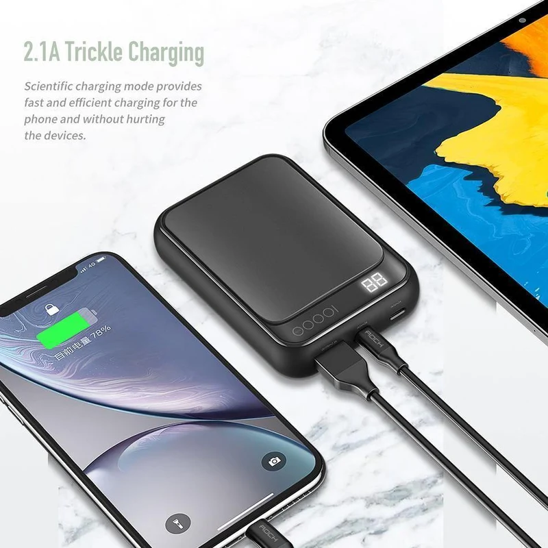 ROCK Led mi ni Power Bank 10000 mAh Tragbarer externer Akku Dünne Poverbank Für iPhone X 8 7 6 Samsung S8 S9 Xiaomi mi power bank