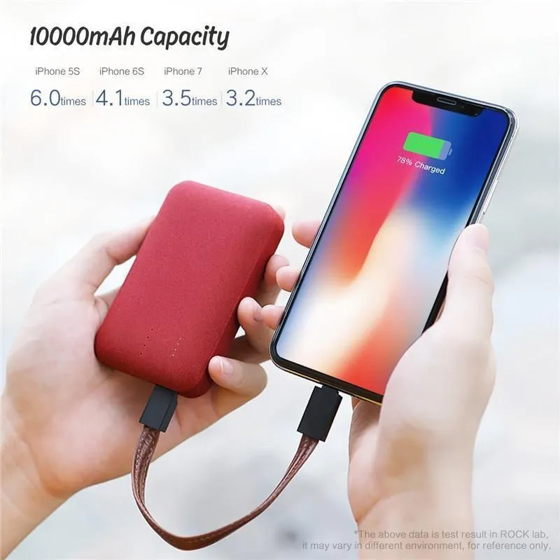 ROCK Mini 10000 mAh Powerbank Tragbarer ultradünner Polymer Powerbank Akku für iPhone SamSung Xiaomi Huawei und mehr