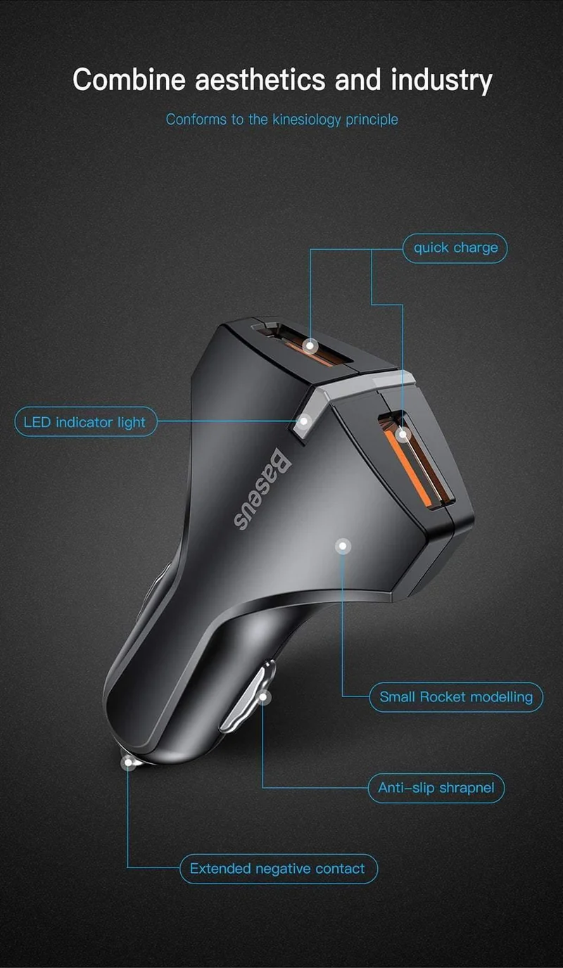 Baseus Quick Charge 3.0 Autoladegerät für Samsung Schnellladegerät QC 3.0 USB-Handyladegerät für Huawei Xiaomi Schnellladen