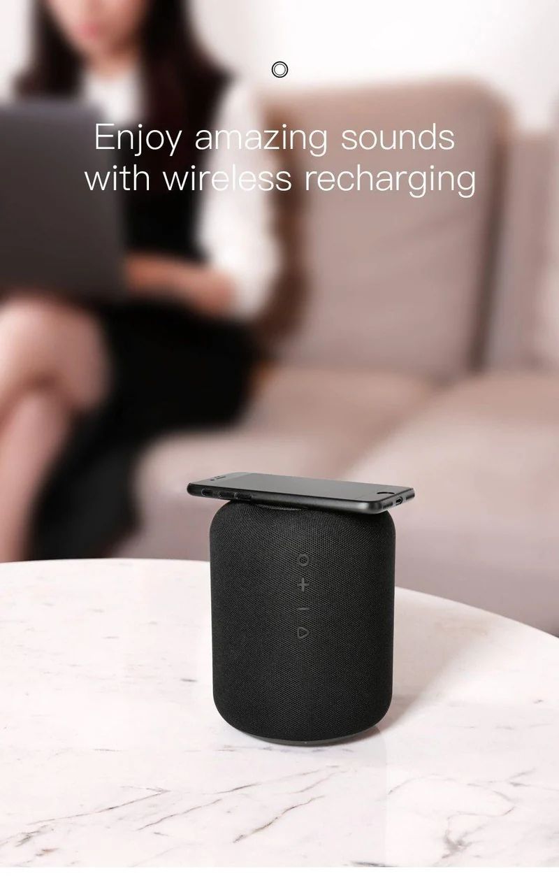 Baseus E50 24W Bluetooth-Lautsprecher mit kabelloser Ladefunktion, kabelloser Qi-Ladelautsprecher für iPhone X, Samsung, Xiaomi, Huawei