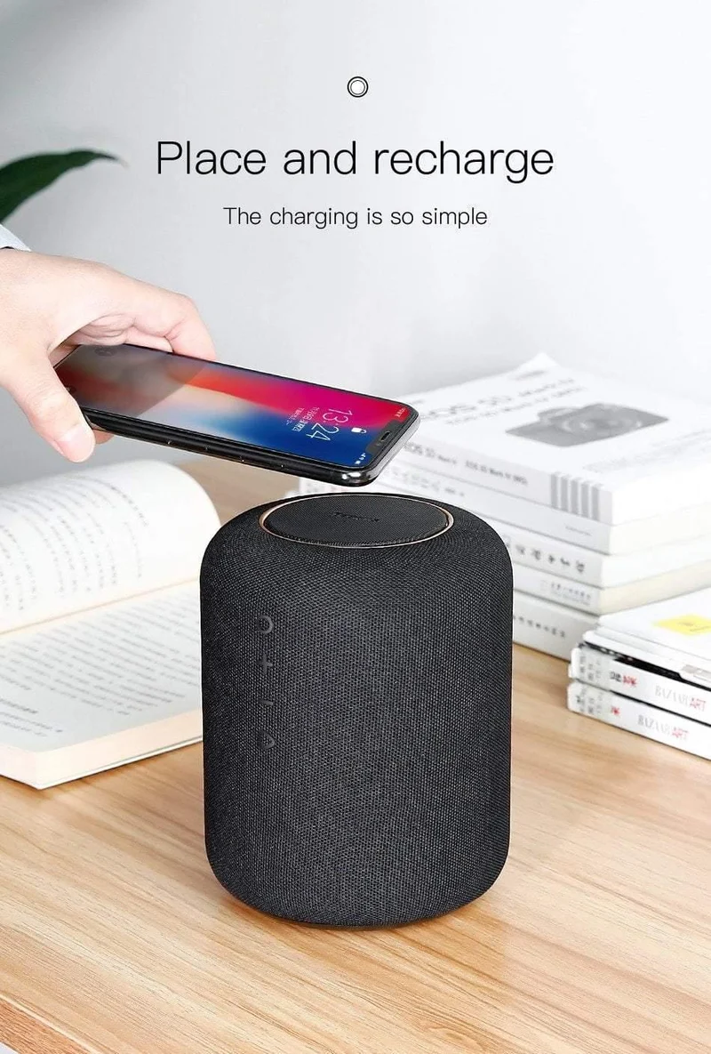 Baseus E50 24W Bluetooth-Lautsprecher mit kabelloser Ladefunktion, kabelloser Qi-Ladelautsprecher für iPhone X, Samsung, Xiaomi, Huawei
