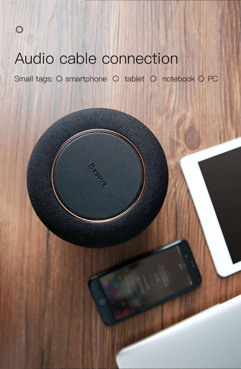 Baseus E50 24W Bluetooth-Lautsprecher mit kabelloser Ladefunktion, kabelloser Qi-Ladelautsprecher für iPhone X, Samsung, Xiaomi, Huawei